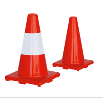 Red and white hard cone used for hazard marking from a trusted road safety equipment supplier